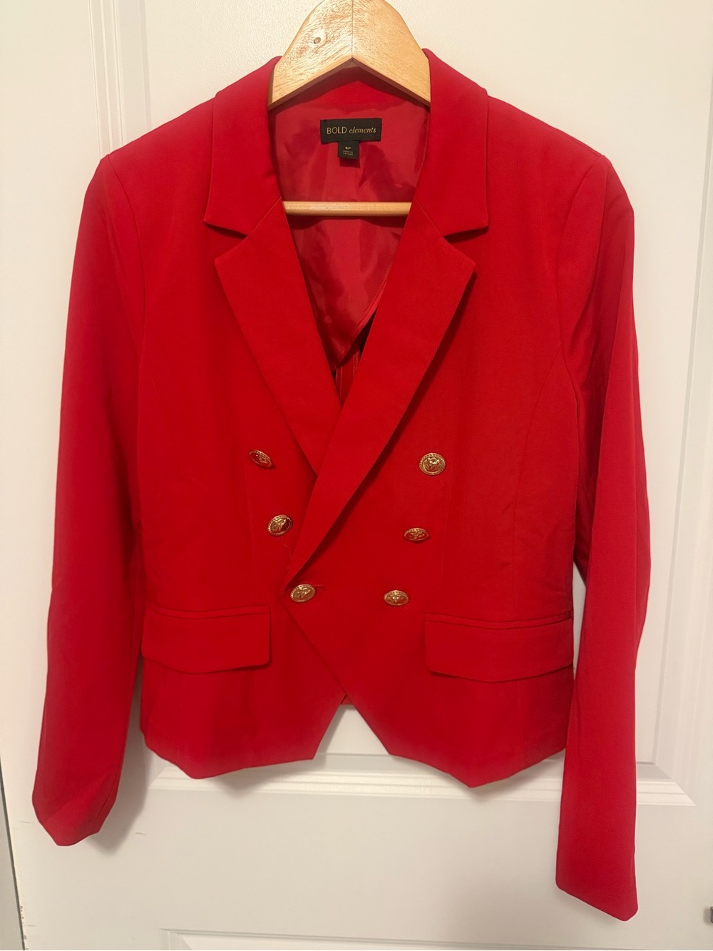 BOLD elements Red Double-Breasted Gold-Button Blazer